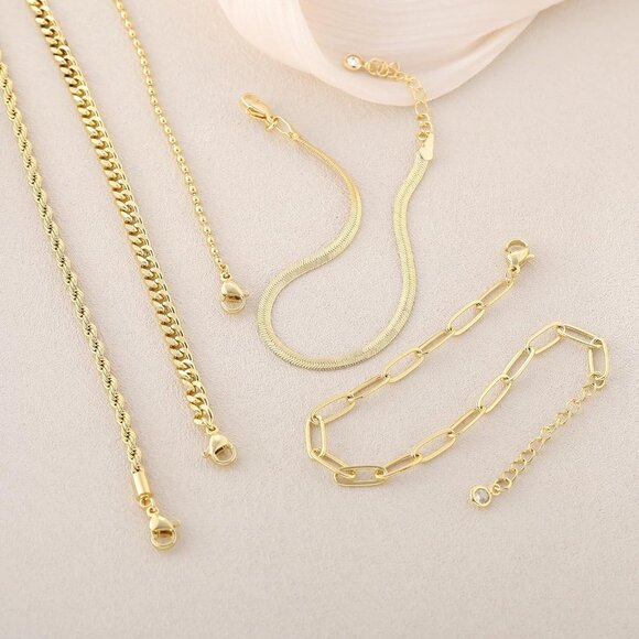 Gold Bracelets for Women Waterproof, 14K Real Gold Jewelry Sets for Women Trendy - Picture 5 of 7